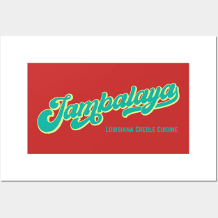 Jambalaya Lousiana Creole Cuisine, Retro Baseball Foodie Posters and Art